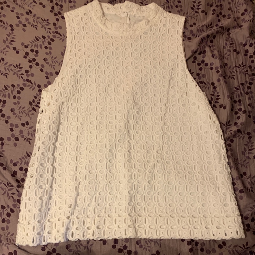 J. Crew white eyelet pattern top